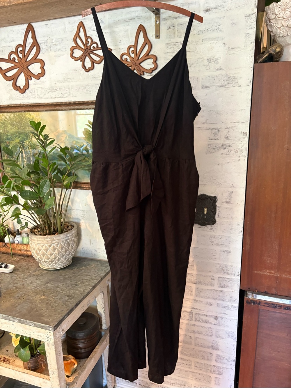 Simply Vera tie front linen jumper. Side zip with pockets. 2xL